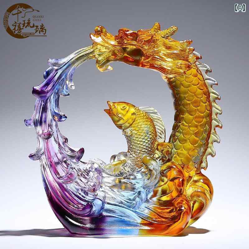 雑貨　装飾品　 色 ガラス 龍 門に 飛び込む 魚 クリスタル 鯉の 水槽 造園 リビング ルーム ポーチ 装飾 装飾品 高級｜サポートシェアグローバル