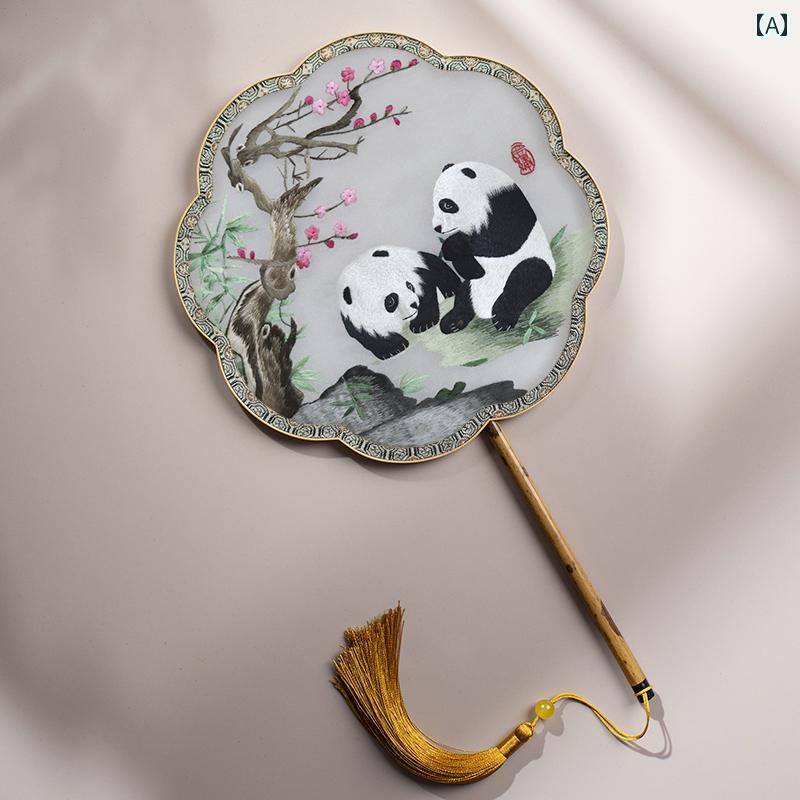雑貨　装飾品　 扇子 レトロ スタイル 女性用 蘇 刺繍 両面 錦織 特徴的な チャイナ風 手 丸 人への 贈り物と して