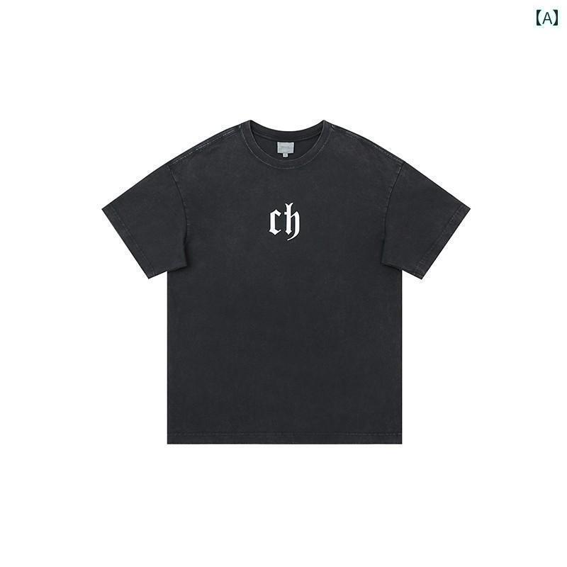 プルオーバー メンズ 今めかしい CHINISM CH 文字記号 刷り上げる 白いこと 半袖 プルオーバー メンズ ゆったり アメリカン 夏 二人組 着付ける 五分袖