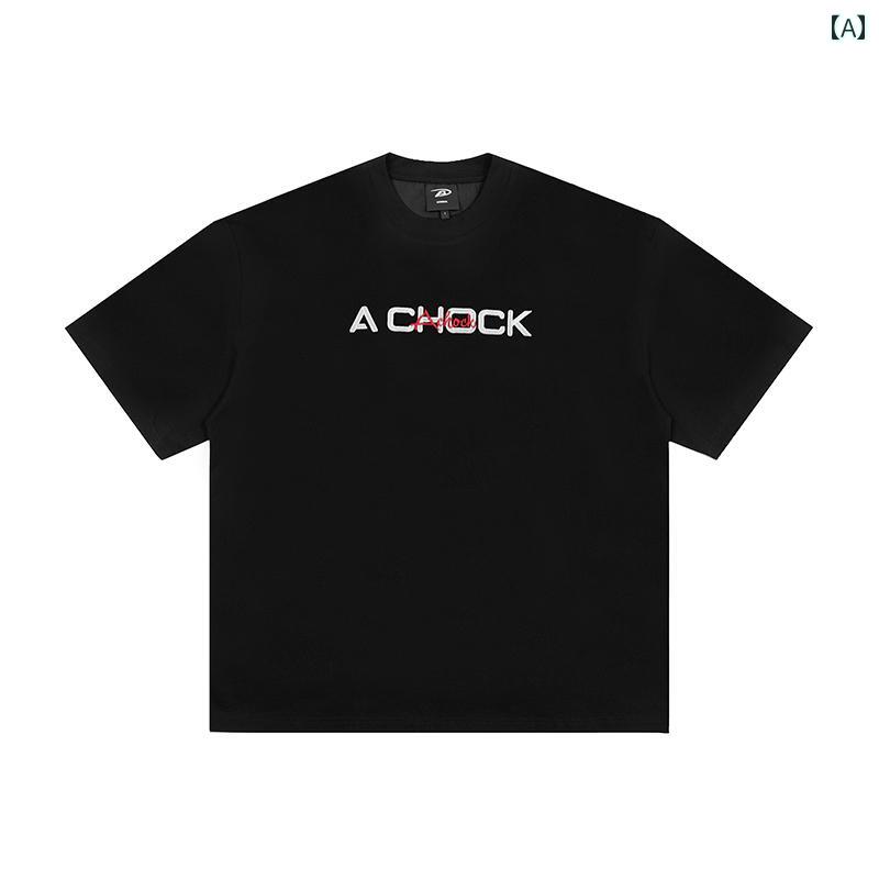 Tシャツ　メンズ　おしゃれ 【 Achock ストア】 アメリカン 刺繍 半袖 Tシャツ 男女兼用 25 ss ヒップ ホップ ゆったり