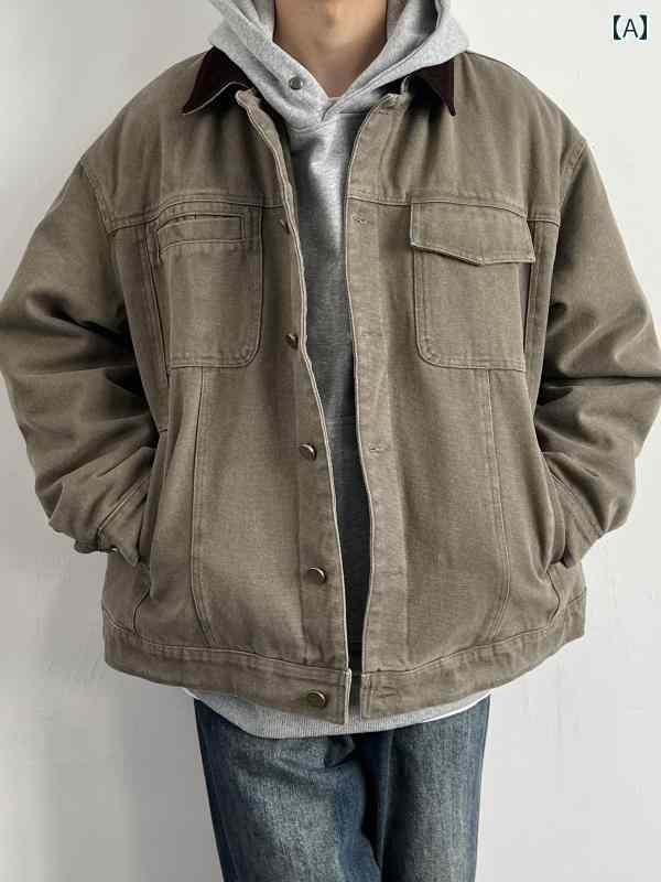 上衣 パーカー メンズ 分かりやすい ONUN アメリカン レトロ 自動車の街 細工物お召しもの 上衣 影ぼうし 帆布 嚠喨たる 填まる 春