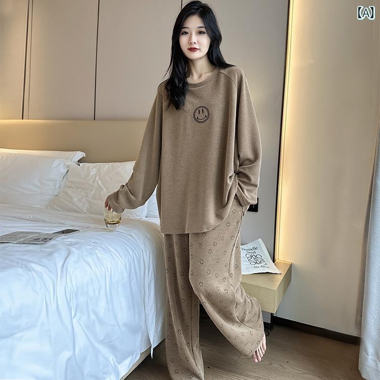 パジャマ　レディース　上下 女性用 パジャマ 大きいサイズ 太めの mm 200 斤 春秋 スタイル ワッフル 大きめ サイズ 丸 首 特大 300 家庭 服