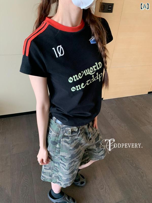 ティーシャツ レディース 愛くるしげ TDDP  ティーシャツ 置き手紙 刷り上げる 引っ切り無い 肩先 半袖 ティーシャツ お上さん 夏 レトロ アメリカン いの一番