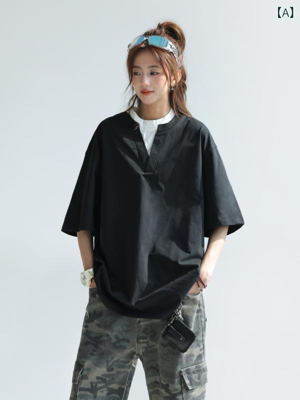 Tシャツ　レディース　かわいい CHANT 2 nd ソロ ナクール 日焼け防止 半袖 レディース Tシャツ 夏 厚手 240 G つなぎ フェイク ツーピース