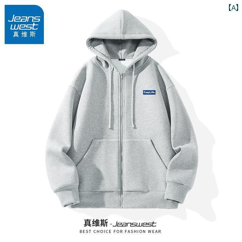 パーカー　フード付き　ニット JR Jeanswest 春秋 ジャケット メンズ 2025 グレー カーディガン セーター スポーツ フード付き ジッパー