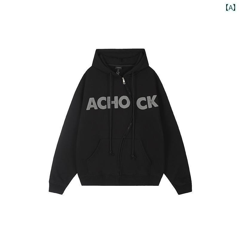 パーカー　フード付き　ニット 【 Achock オフィシャル ストア】 チャイナ 風 個性 S ジッパー フォーム プリント 裏起毛 セーター カーディガンフード付き ジャケット｜サポートシェアグローバル