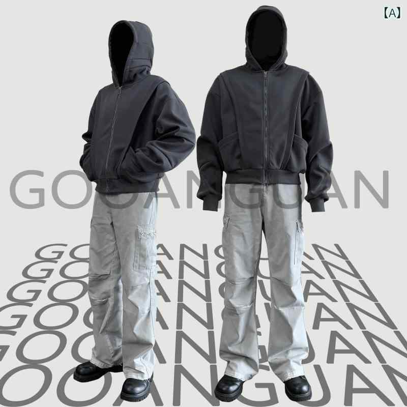 パーカー ボンネット付き添い人 編み物 岩礁 ファスナー トレーナー 360 g 遊撃手 ボックス席 無地 ジレー 秋 トップス パーカー 男女兼用