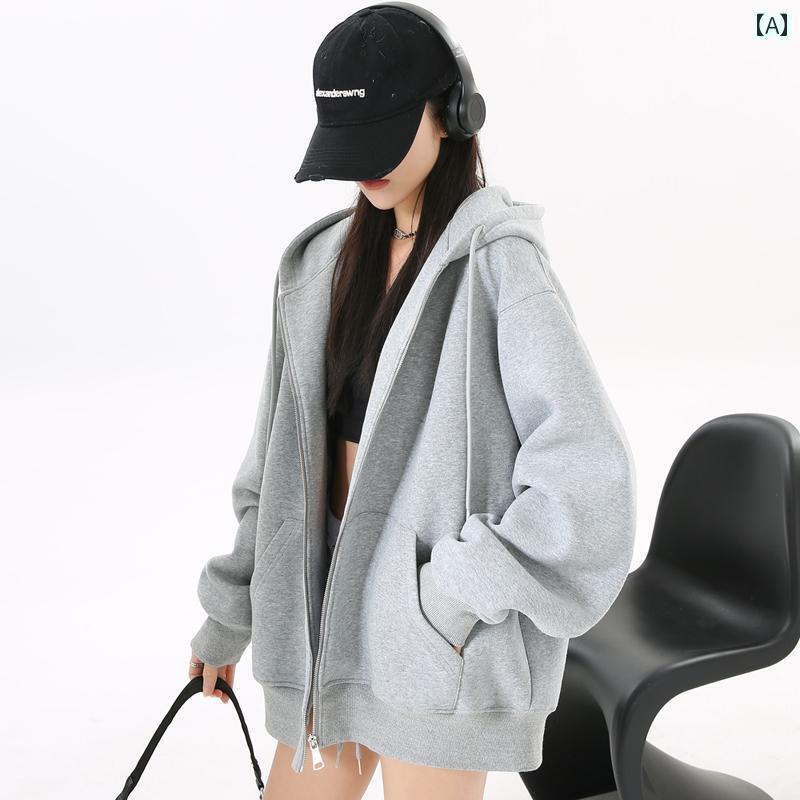 パーカー　フード付き　ニット 女性用 フード付き スウェットシャツ 2025 ジャケット グレー アメリカン ジッパー カーディガン 韓国 トップス 春秋 スタイル