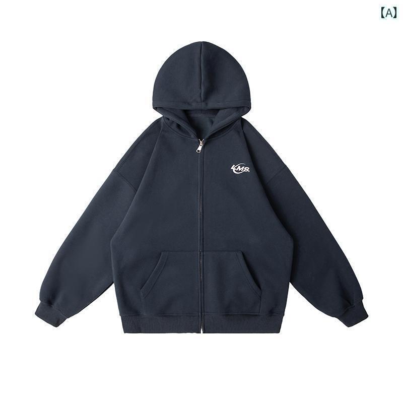 パーカー　フード付き　ニット Lemanism ヘビー グレー ジッパー フード付き カーディガン セーター ジャケット メンズ トップス カップル 秋 スポーツ レディース