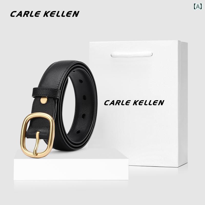 レディース　ベルト　カジュアル CARLE KELLEN ベルト レディース 革 おしゃれ 万能 ジーンズ第一層 牛革 ピン バックル