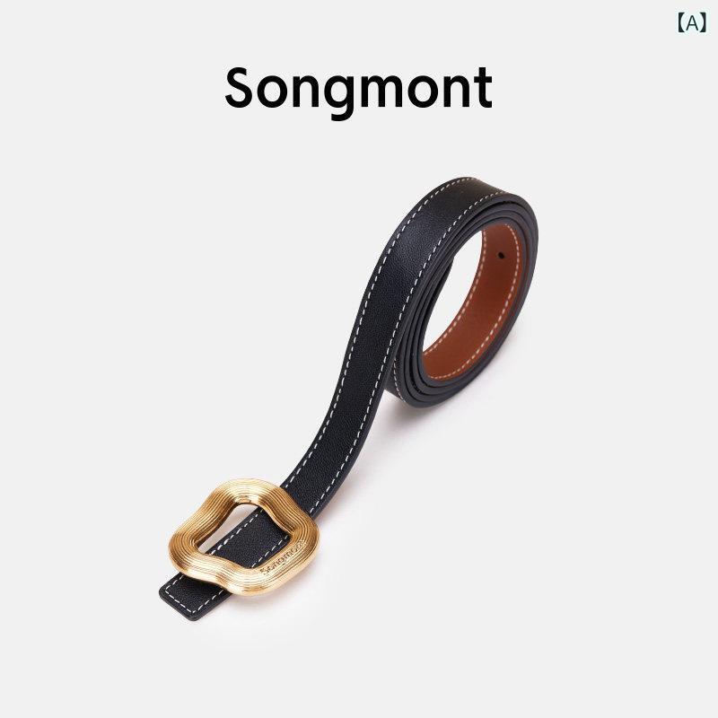 レディース　ベルト　カジュアル Songmont レディースベルト 両面 フリー マッチング ベルト トップレイヤー 牛革 装飾 10,718円
