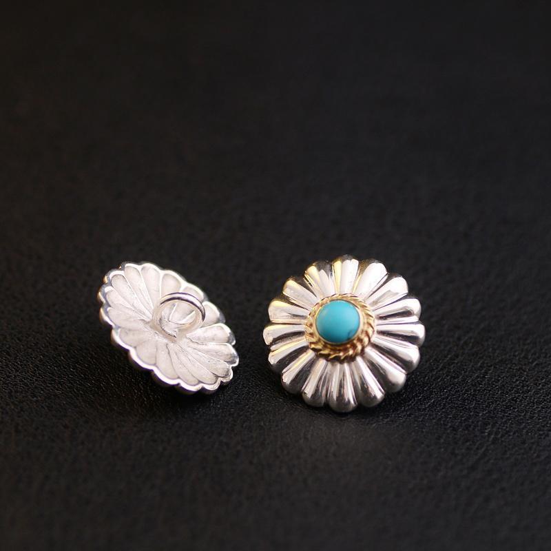 キーホルダー　アクセサリー　メタル 一 休 作 高橋 五郎 925 スター リング シルバー 19 mm 菊 バックル ターコイズ ボタン マネー クロスバックル