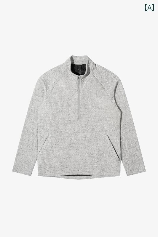 ジッパー　ジャケット　カジュアル NO LOGO / 25 SS At Ease 両面 ニット バブル ブレンド スタンドカラー ハーフ ジップ ジム スウェットシャツ