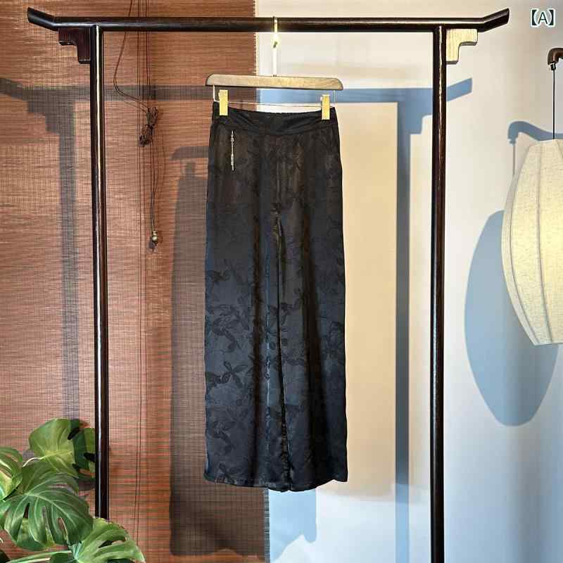 ボトムス レディース か細い 【 9997】 100 マル木の実 絹地 35 匁 繻子 ジャカード 花柄 広広とした ズボン下