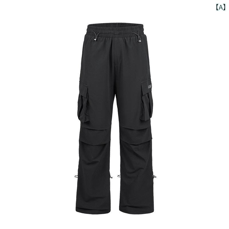 ボトムス レディース か細い Forfearthat アメリカン 役立つこと 風 アサルト ズボン下 佇まいの ある 落下傘ズボン下 表どおり 大層らしい 櫂 ゆったり ロング メンズ