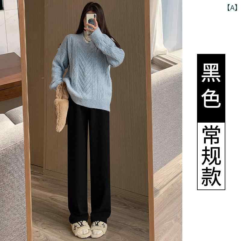 レディース ズボン下 汗水  マタニティパンツ 歳月 アウター 子ヒツジひと肌 生あたたかい 広広とした レッグ ズボン下 懐胎 大層らしい大きさ 裏起毛 ドレープ 編み物 心地よい レギンス