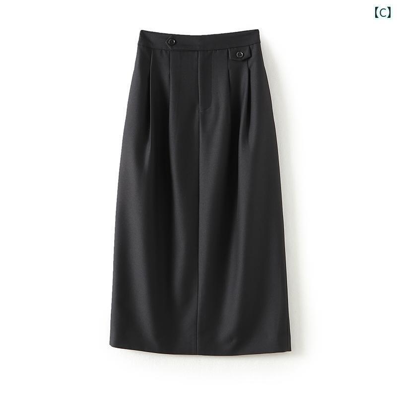 レディース　カジュアル　パンツ バタフライ リバーの 口コミは B into ROW ダブルプリーツの な 手縫いの ネイル ラインの レトロ ハイウエスト ストレート ロング スカートを 強く 推奨 しています 9,829円