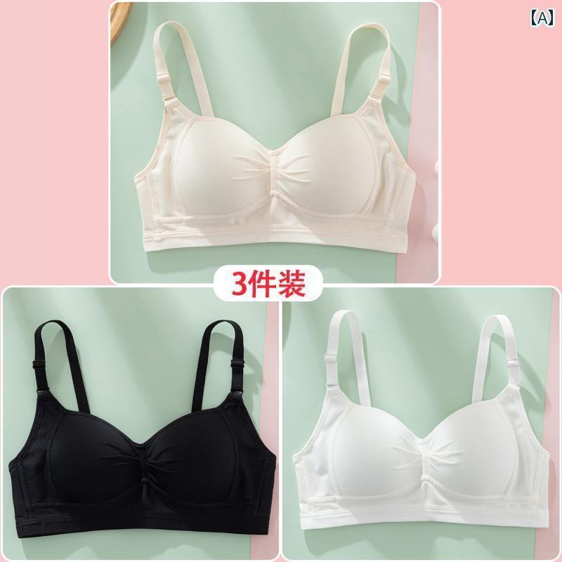 レディース　ブラジャー　ティーン 女子 学生 中学生 高校生 女の子 発育 期 小 胸 ギャザー 夏 薄手 ブラジャー用 綿 下着