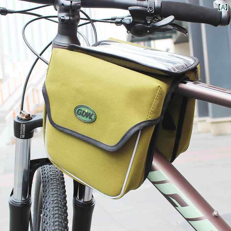 自転車　ホルダー　バッグ Gao Dawei GDW大容量 ハンドル バー バッグ フロント ビーム 防水 サドルバッグ タッチ スクリーン スマートフォン チューブ トップ レインカバー