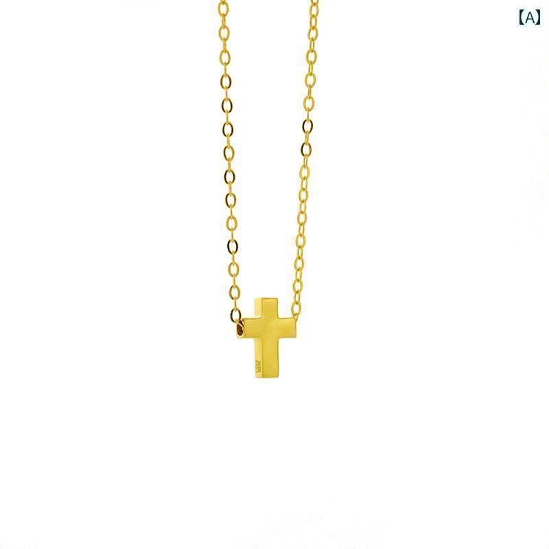 ネックレス　十字架　クロス Lingyu シルバー 925 スター リング ミニ クロス シリーズ 24 K ゴールドメッキ プラチナ ネックレス 鎖骨 チェーン ペンダント 女性｜サポートシェアグローバル