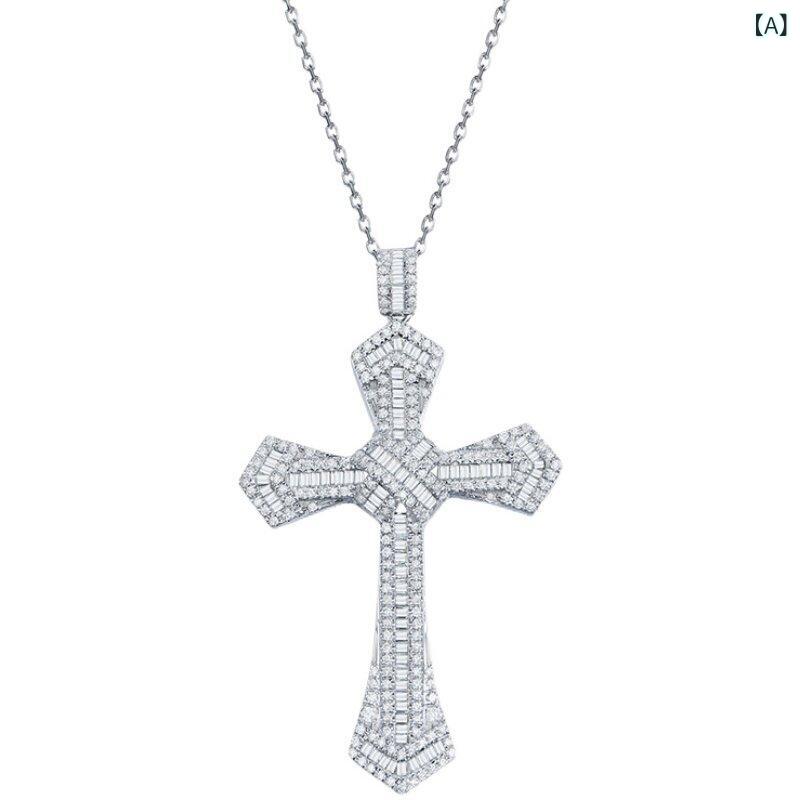 ネックレス　十字架　クロス 18 k ネックレス モ アッサ ナイト プラチナ ペンダント クロス 万能 セーター チェーン ファッション s 925 スター リング シルバー カップル