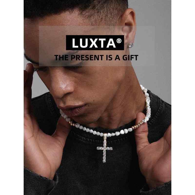 ネックレス 十字架 クロス LUXTA クロス ラインストーンネックレス ヒップ ホップ メンズ ホワイトシェル ビーズ スプライシング 鎖骨 チェーン ハイエンド|サポートシェアグローバル