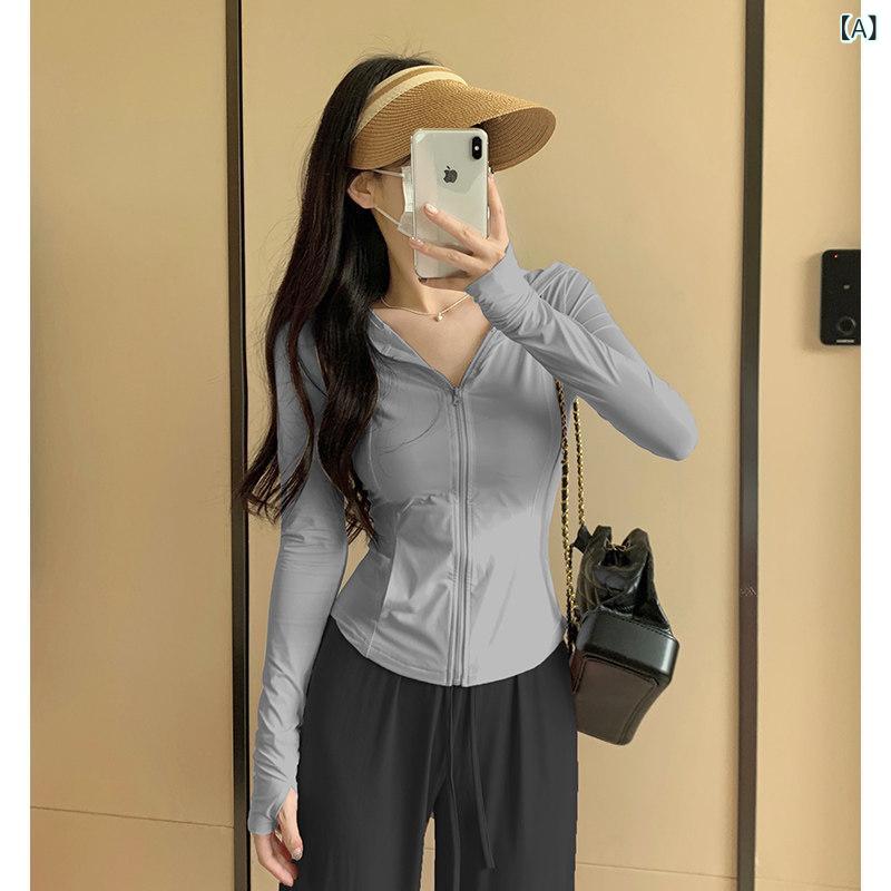 パーカー　薄手　カジュアル 冷感 日焼け防止 服 レディース 夏 スリム スーツ 2025 紫外線 防止 薄手 ジャケット トップ グレー