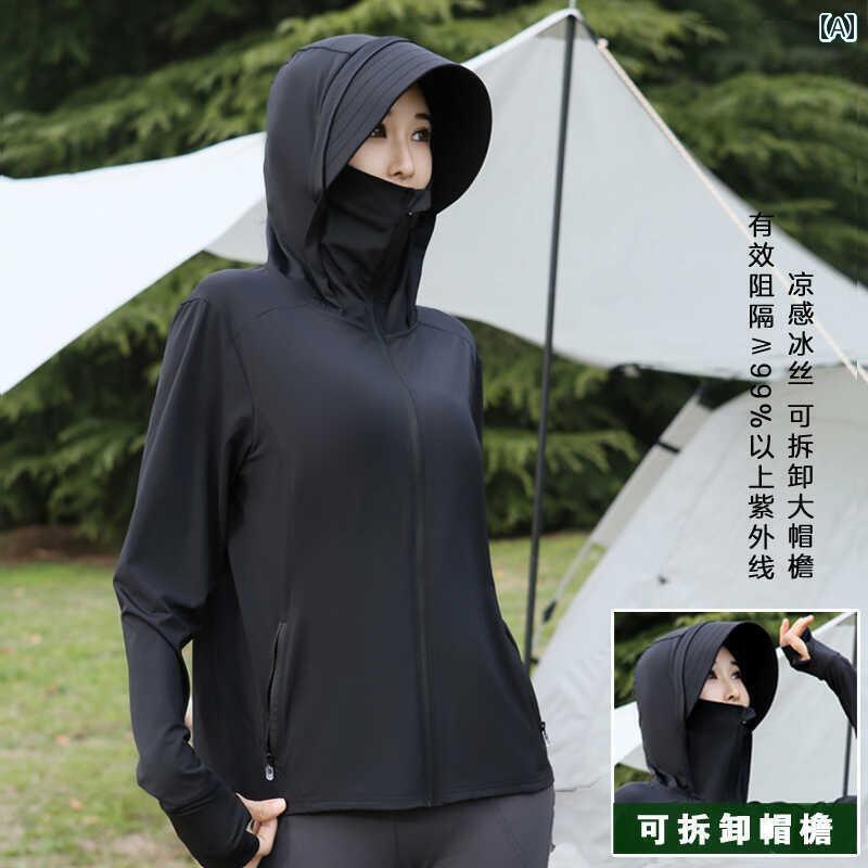 パーカー　薄手　カジュアル 2025年 日焼け防止 服 女性用 夏 帽子 マスク 一 体型 紫外線 防止 UPF 50 冷感 ジャケット