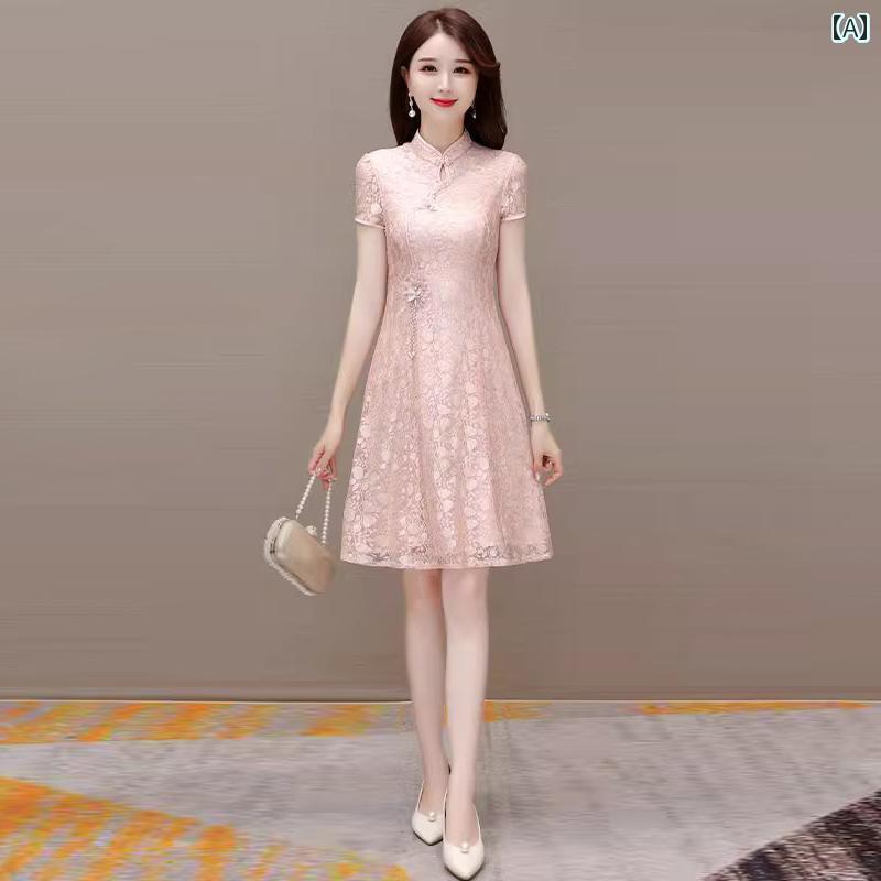ドレス　レディース　チャイナドレス 小さい サイズ チャイナ ドレス 女性 夏 2025 若 見え スタイル 高級 幸せな 母親の ウェディングドレス｜サポートシェアグローバル