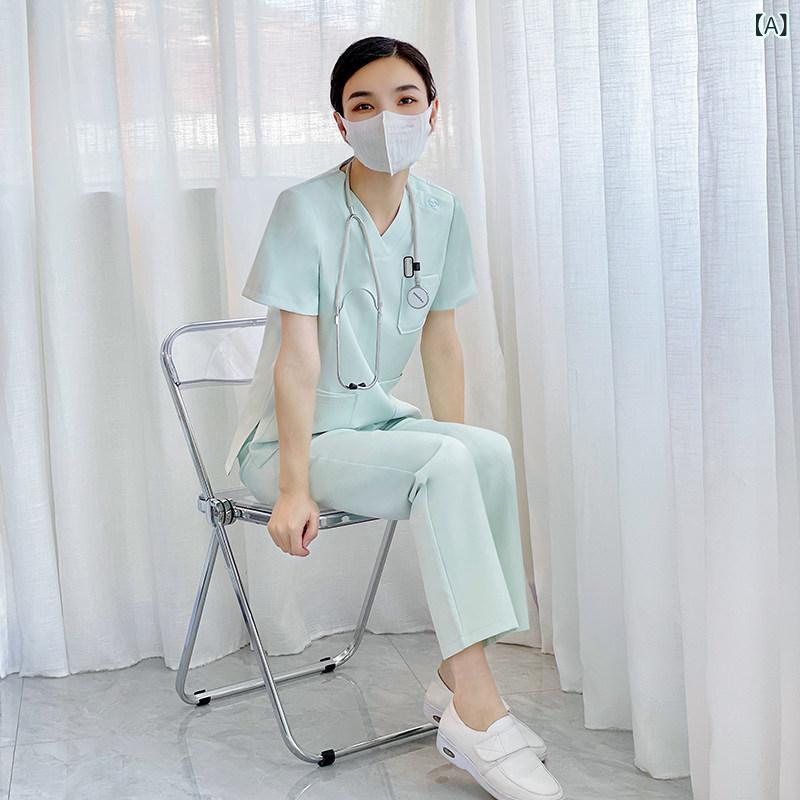 やり方服 美容 診療 男女兼用 洗い濯ぎ 衣 歯科 診療所用 半袖 御医者さん やり方着 伸縮性の ある お手々 ブラシ 白衣の天使 含ませる用 産後