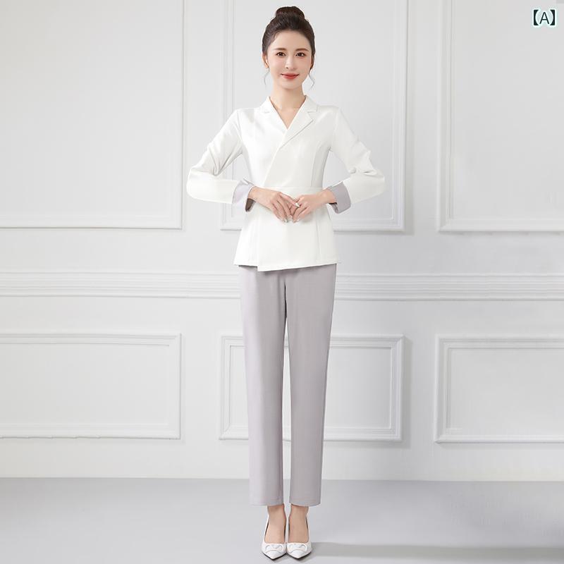 作業服　美容　医療 高級 医療 美容 歯科 医院 ナース オーバー オール レディース 秋冬 室 薬局 フロント スプリット スーツ
