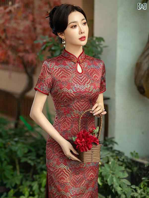 ドレス　チャイナドレス　レディース Little Xi Po チャイナ ドレス 2024 レディース 日常 大きいサイズ Hi 服 ママ