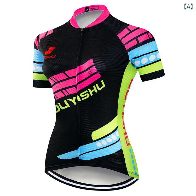 パンツ　スポーツ　ランニング OUYISHU サイクリングジャージ 半袖 スーツ レディース 夏用 サイクリング ショート トップ スリム ショーツ 通気性 速乾
