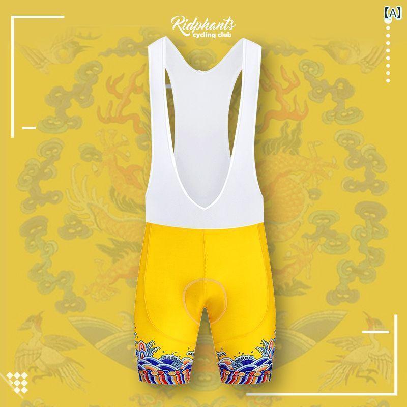 スポーツ　パンツ　フィットネス 黄色の 龍の ローブ 皇帝 スーツ サイクリング 服 半袖 民族 風 涼しい 通気性 速乾 タイトな 男女 ロード バイク 自転車