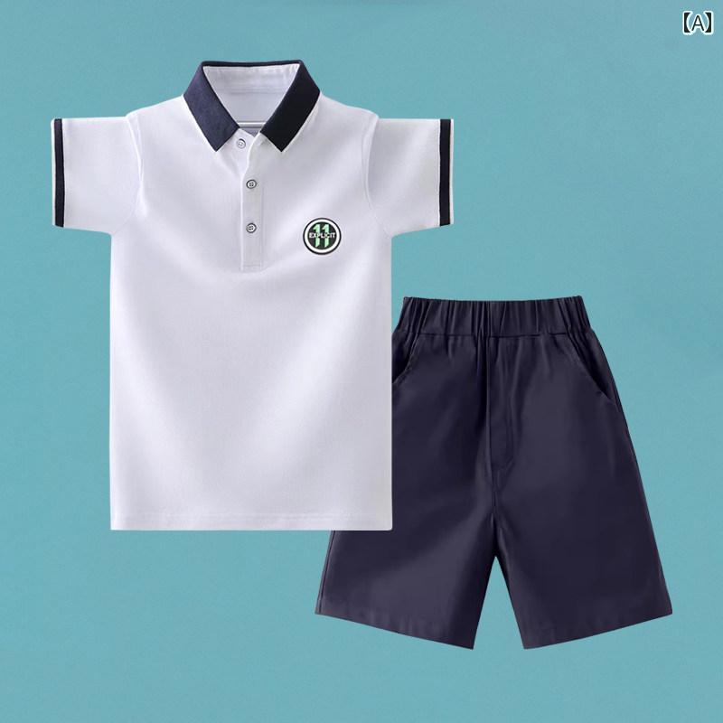 ゴルフ ウェア 子供 子供用 ゴルフウェア 半袖 Tシャツ 夏 男の子用 トップス ゴルフ 子供服 五分 丈 パンツ スポーツ ショート