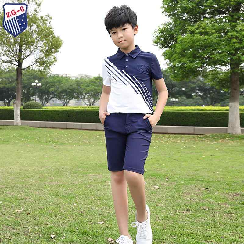 ゴルフ　ウェア　スポーツ ZG 6 夏用 ゴルフ 子供服 ボーイズ ユニフォーム セット 白 半袖 Tシャツ 親子 ミドル パンツ
