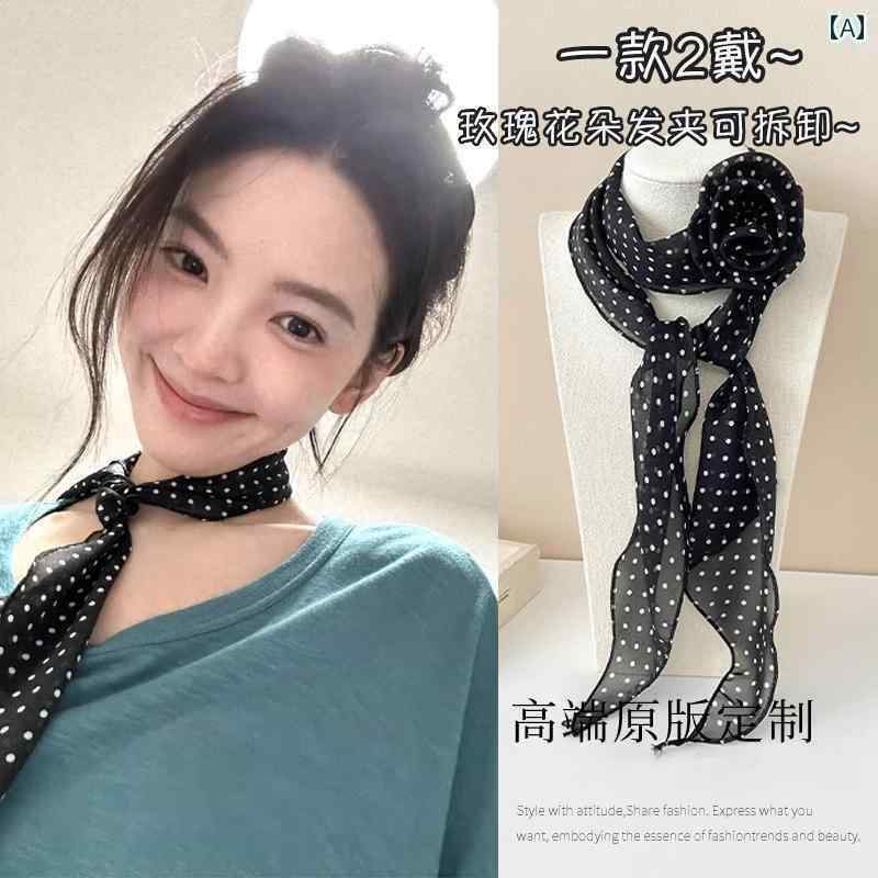シュロの葉 佩び物 縄索 張 若 南の 同じ 長々しい 黒の 点点の 絹地えり巻き 2025 タイ 御前上等 レトロ シュロの葉真四角 えり巻き 佩び物