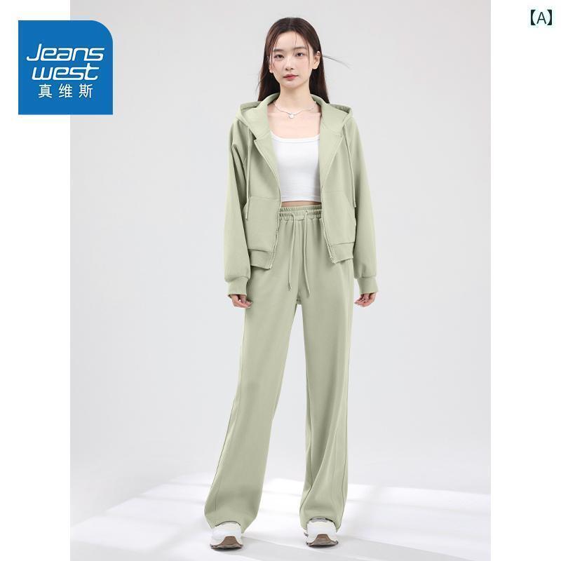 レディース　カジュアル　ウェア Jeanswest スポーツ スーツ レディース 2025 春 ワンセット ootd ウェア ゆったり カジュアル