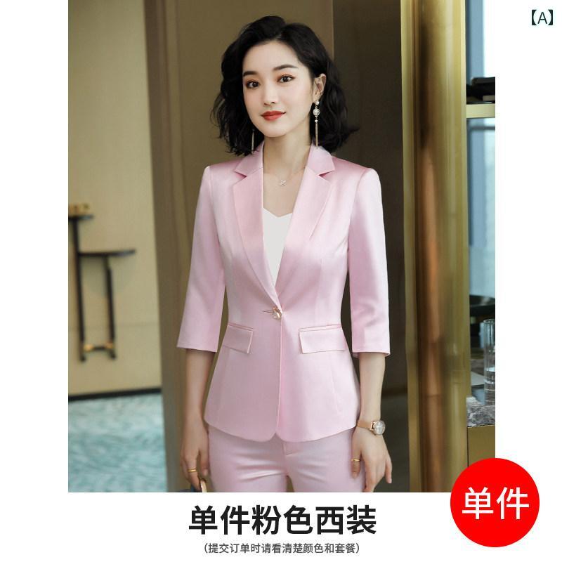 レディース カジュアル ウェア フルーツ グリーン スーツ 女性 社長 高級 春秋 プロ ウェア お姫様 スタイル アセテート サテン スモール|サポートシェアグローバル
