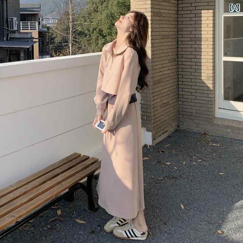 レディース　カジュアル　ウェア 韓国 ピンクの セーター スカート スーツ 女性 2025 ホット 春秋 塩辛い 衣装 小柄な スリーピーススーツ