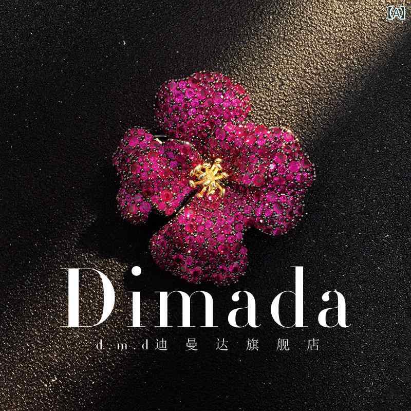 アクセサリー　パール　ジュエリー DMD / Dimanda バロック カルセドニー パール フラワー ブローチ 高級 女性用 韓国 シンプル