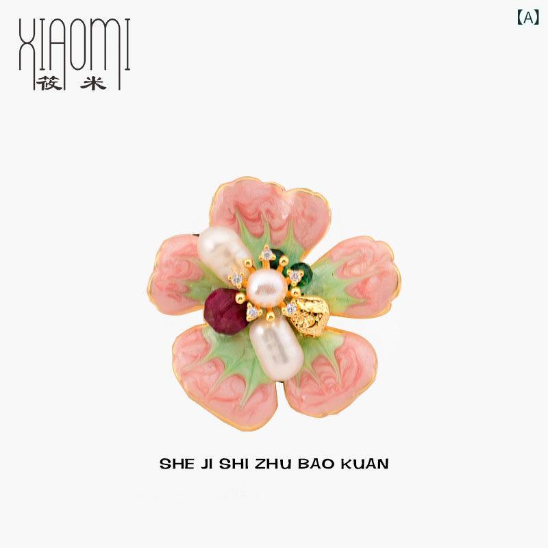 アクセサリー　パール　ジュエリー フランスの レトロ ひまわりの ブローチ ピン 淡水 パールのの 花の アクセサリー 女性用