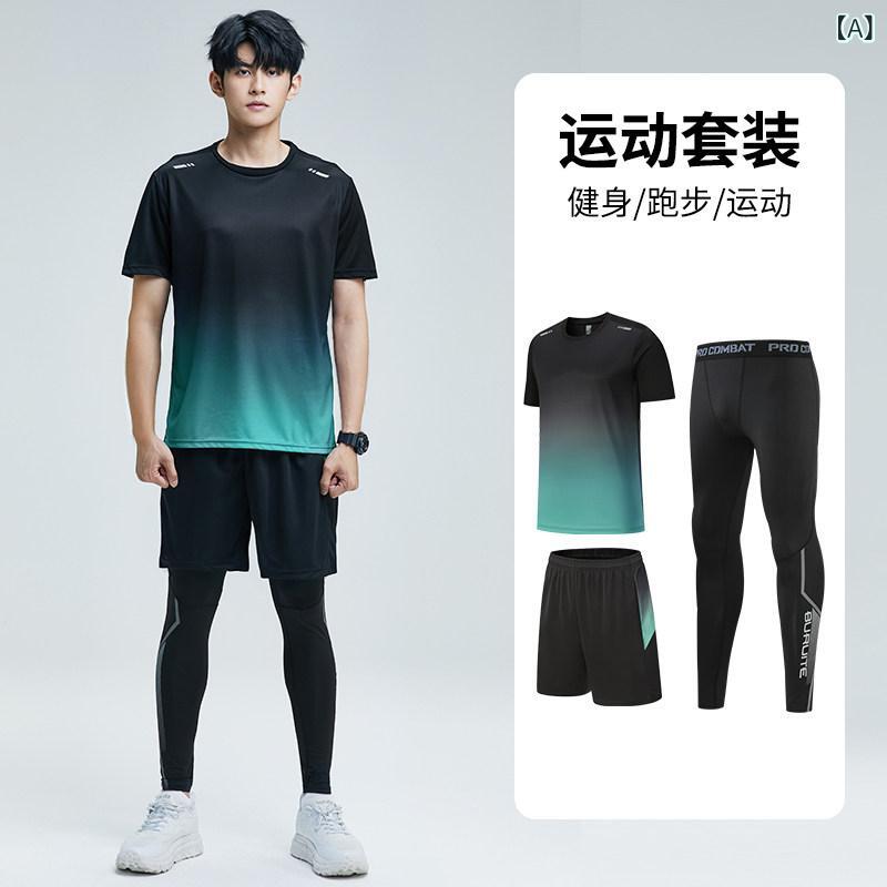 フィットネス　タイト　ウェア スポーツウェア スーツ メンズ ランニング 用品 トレーニング フィットネスウェア バスケットボール 速乾 ウェア 朝 ランニングウェア 薄手高 弾性
