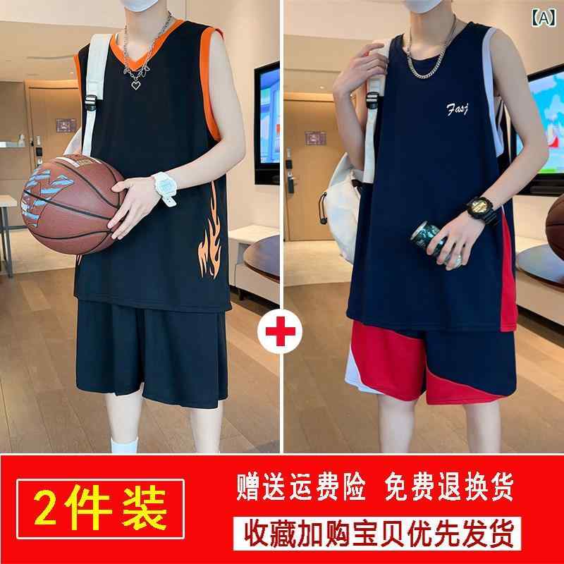 フィットネス　タイト　ウェア ジャージ バスケットボール メンズ 夏 冷感 速乾 ノースリーブ Tシャツ ランニング スポーツ フィットネス 朝 ラン スーツ