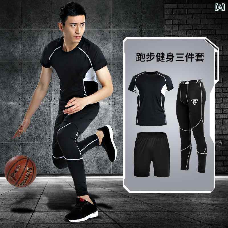 メンズ　フィットネス　タイト　 Lu Yifan メンズ ランニング スポーツ スーツ 速乾 トレーニング バスケットボール ジム フィットネスウェア 秋冬