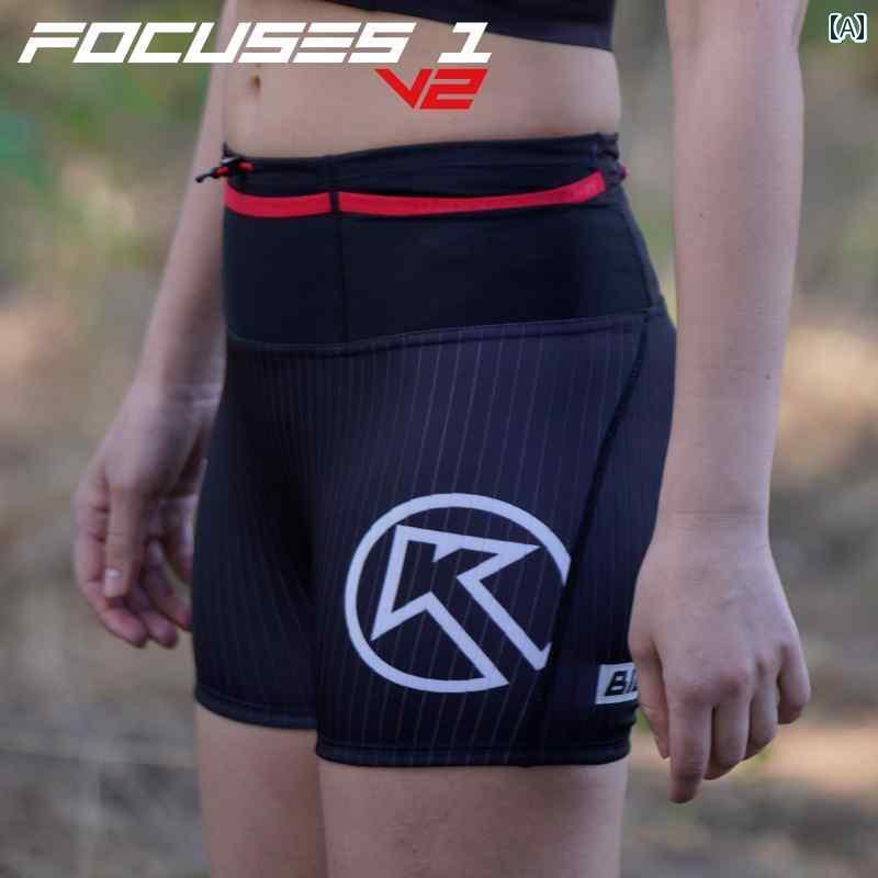 フィットネス　パンツ　タイト BIGK FOCUSES 1 V 2 女性用 マラソン クロス カントリー ランニング 速乾 タイト コンプレッション ショーツ