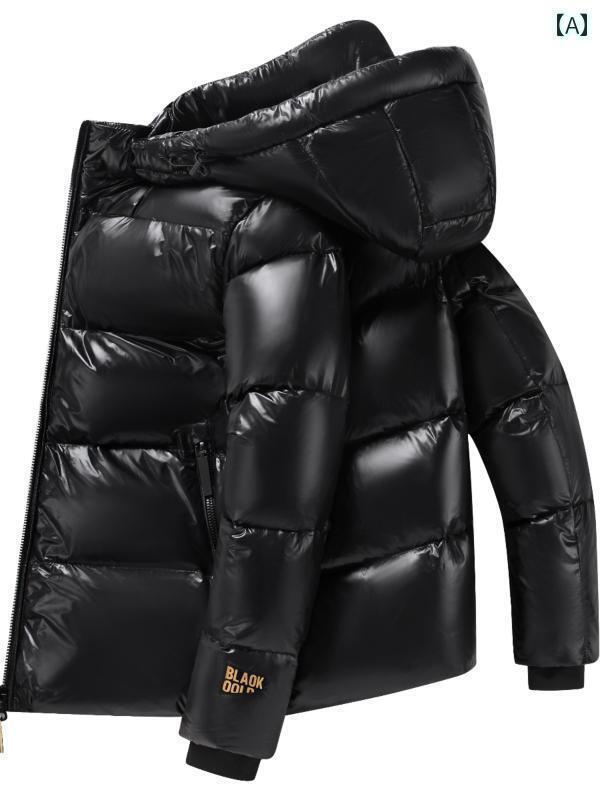 パーカー　メンズ　ジャケット 2025 ブラックゴールド ダウン ジャケット メンズ 冬 厚手 フード付き 極寒 服 40 ° C ショート 北東 暖かい コート