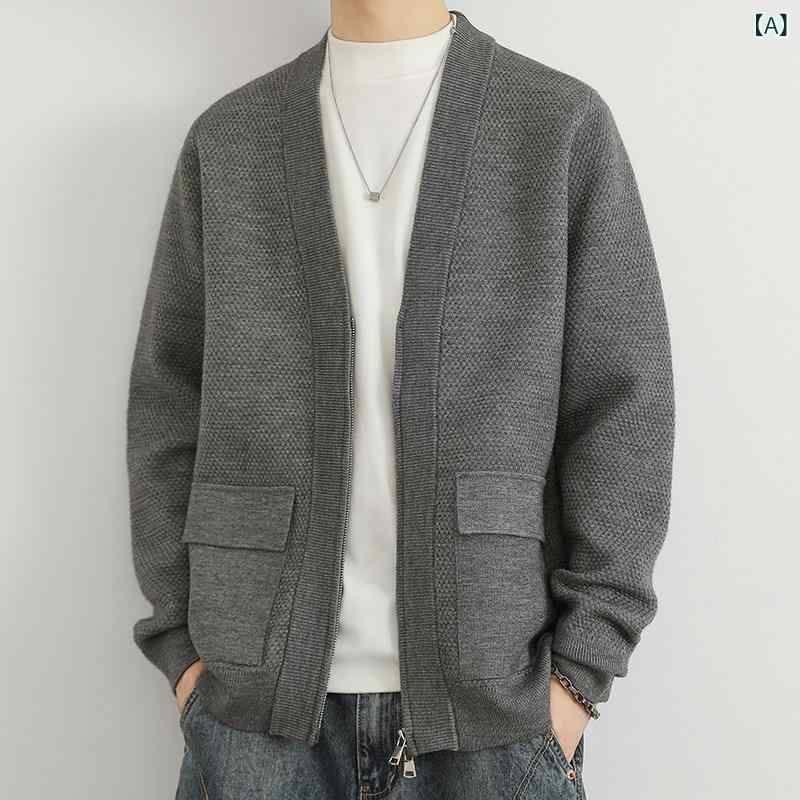 トップス 上衣 心地よい 編み物ジレー 厚地の外套 メンズ 歳月 ゆったり プルオーバー 上衣 メンズ否 色つや 春 トップス