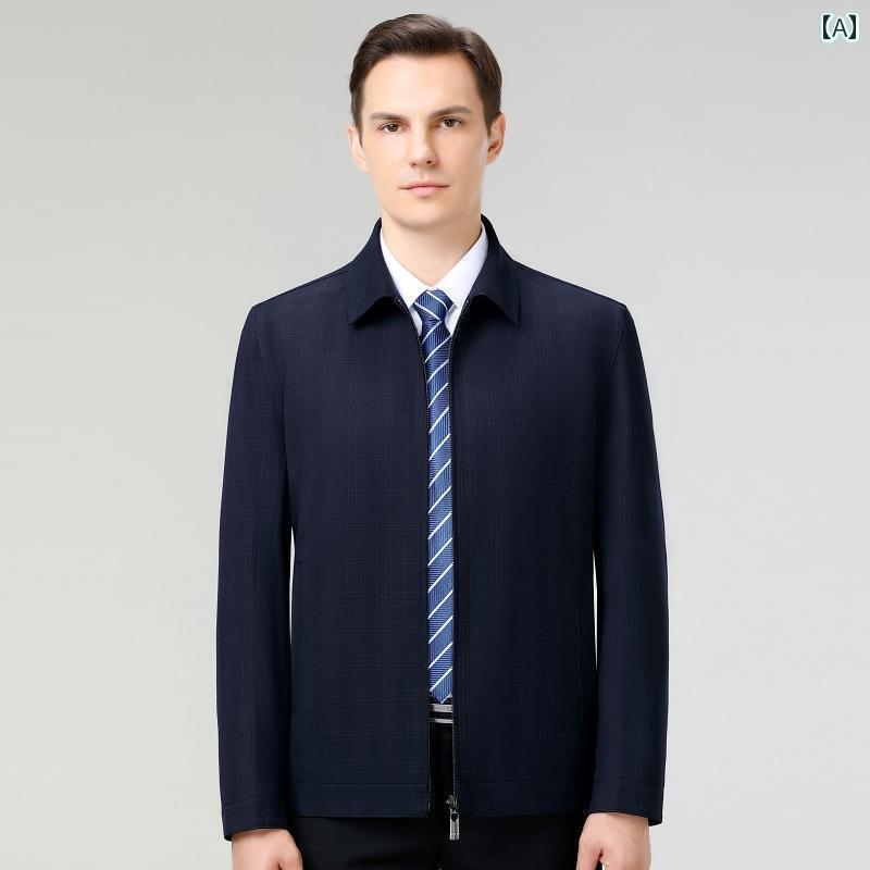 トップス　ジャケット　カジュアル ピエールカルダン 2025 ハイエンド ジャケット メンズ 春秋 ビジネス カジュアル ウールお父さん 中年 トップス