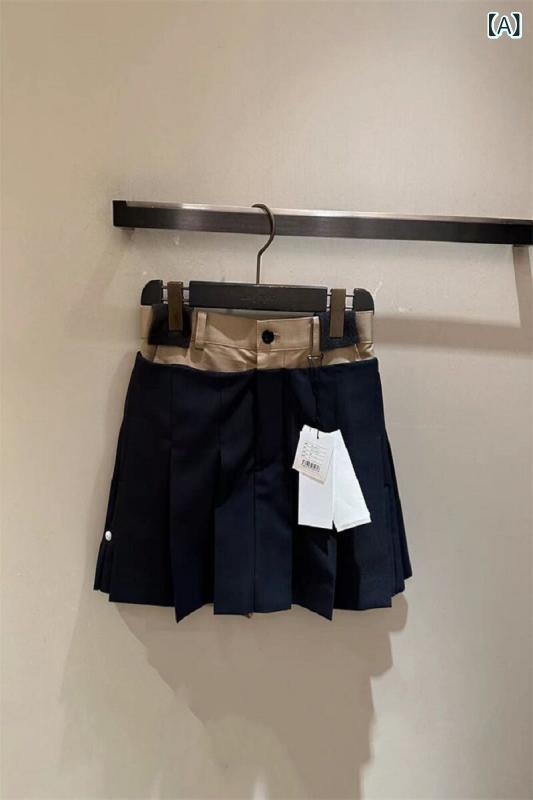 レディース スカート かわいい FOG SACAI 2024 易 夢 玲同 型 ショート スカート パンツ 夏 つなぎ合わせ プリーツスカート スリム|サポートシェアグローバル